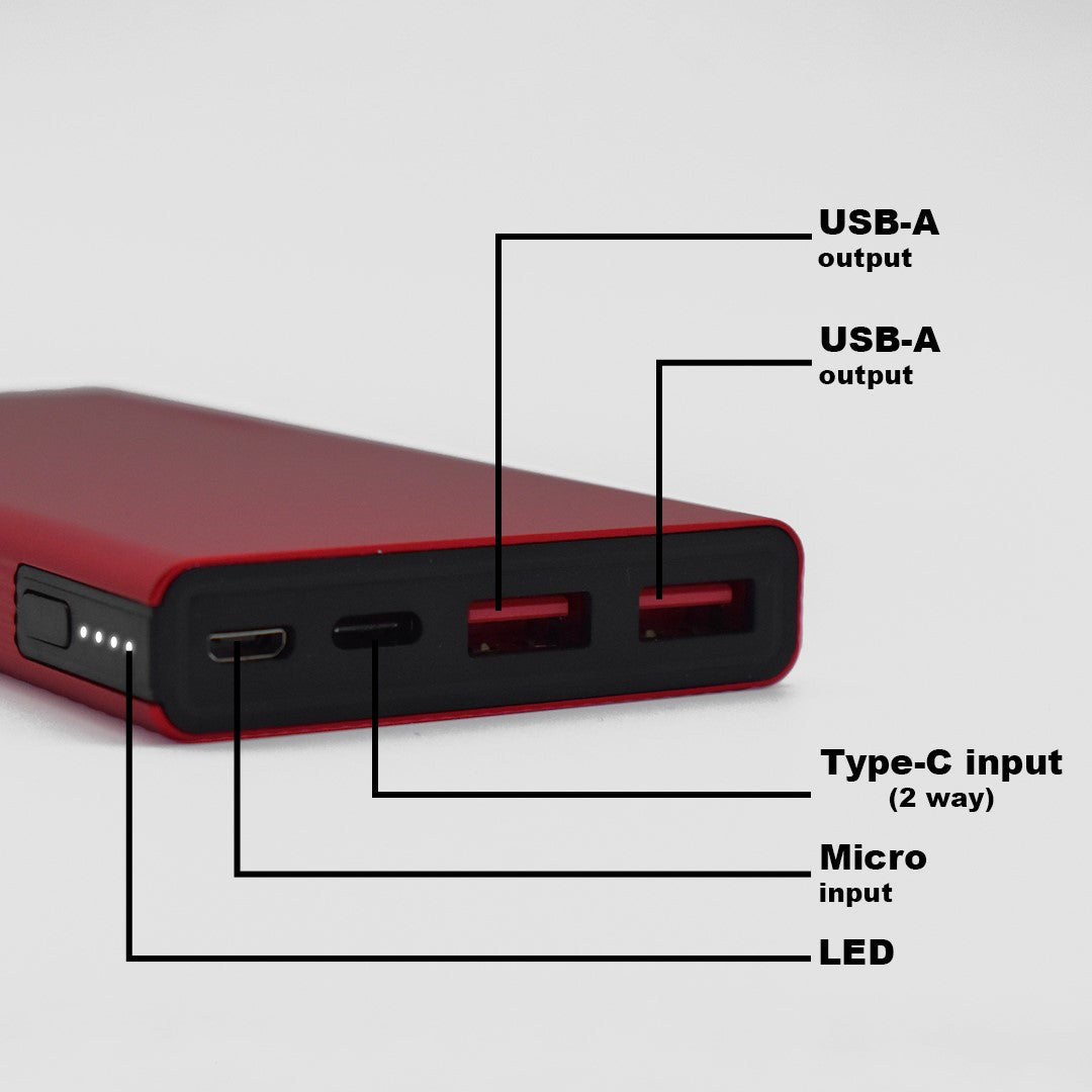 Slim Metal Power Bank 10000mAh – Fast Charging Lithium Polymer Battery