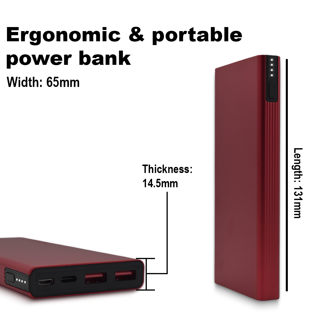 Slim Metal Power Bank 10000mAh – Fast Charging Lithium Polymer Battery