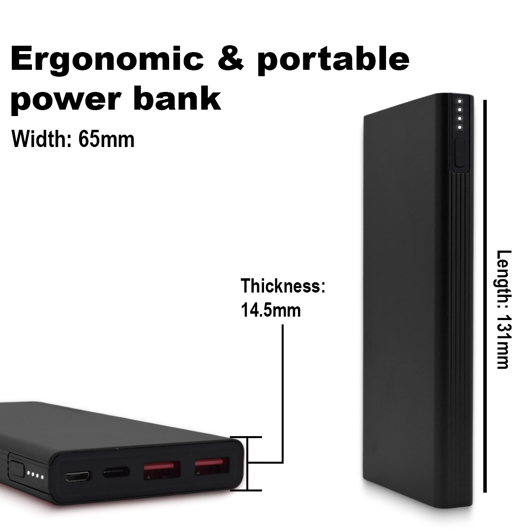 Slim Metal Power Bank 10000mAh – Fast Charging Lithium Polymer Battery
