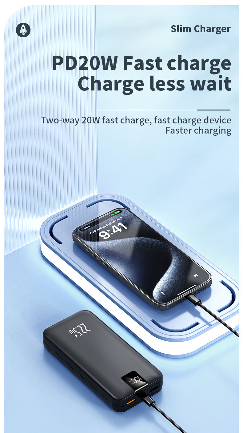 20000mAh Power Bank – 22.5W Super Fast Charging Mini Portable Charger with Large Screen Digital Display