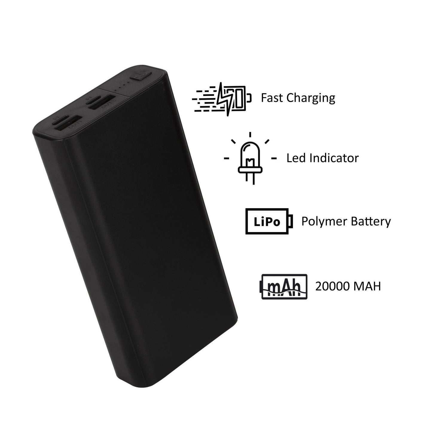 Metal Body Dual USB Power Bank 20000mAh – Fast Charging Portable Battery