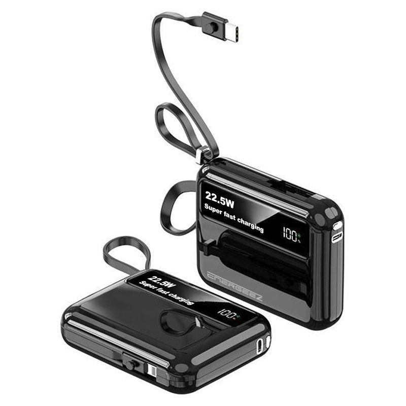 10000mAh Mini Power Bank – 22.5W Super Fast Charging, Digital Display, Built-in Cable Portable Charger