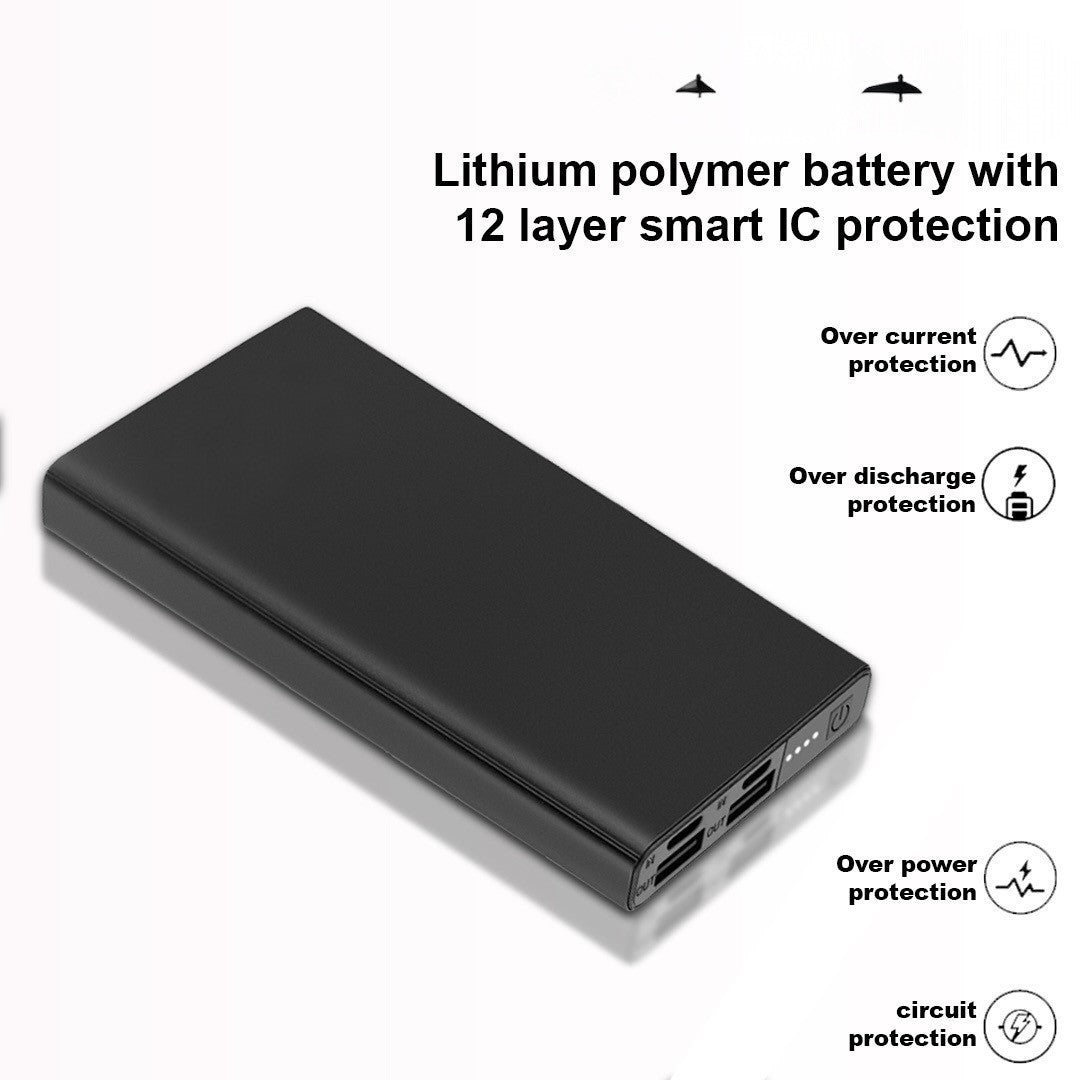 10000mAh Slim Power Bank – Ultra Thin Portable Charger with Dual USB & LED Indicators (Red)