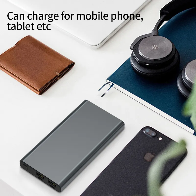 10000mAh Slim Power Bank – Ultra Thin Portable Charger with Dual USB & LED Indicators (Red)