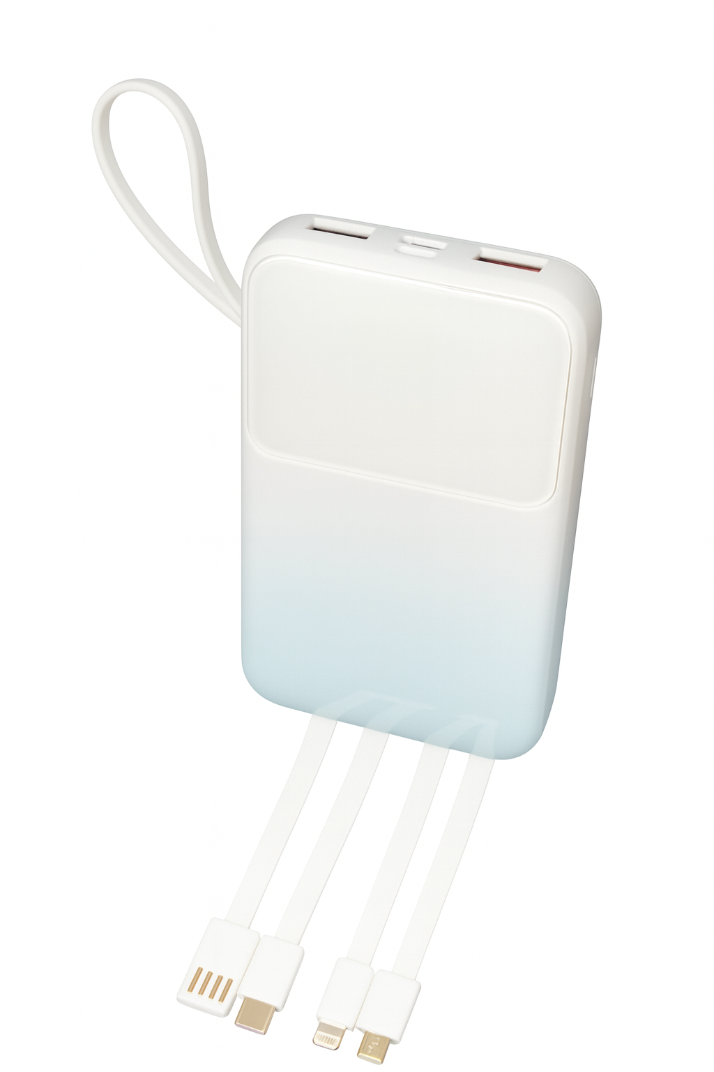 10000mAh Power Bank with Built-in 4 Cables – Fast Charging Portable Charger with LED Display & Dual USB Ports