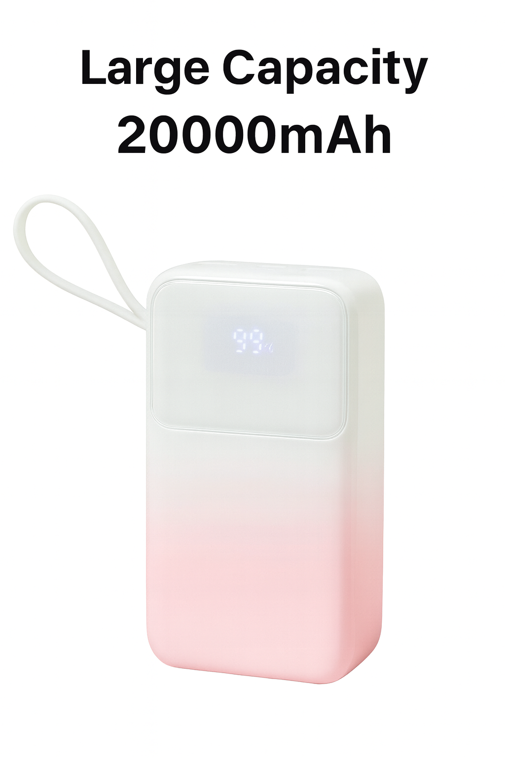 20000mAh Power Bank with Built-in 4 Cables – Pocket Size Fast Charging Portable Charger with LED Display & Dual USB Ports