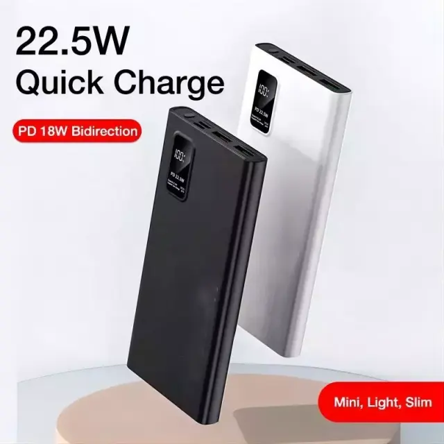 10000mAh Fast Charging Power Bank – 22.5W Quick Charge, PD 18W, Slim Digital Display Portable Charger