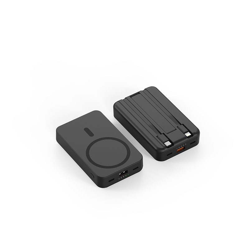 10000mAh Magnetic 3-in-1 Wireless Power Bank – MagSafe Fast Charging with Built-in 2 Cables, USB Port & Foldable Stand