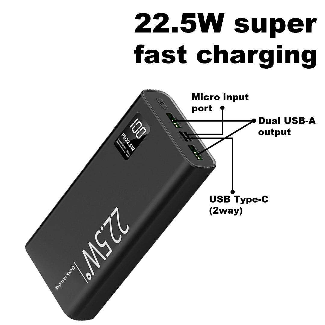 20000mAh Power Bank – 22.5W Super Fast Charging Portable Charger with LED Display & USB/PD Interface