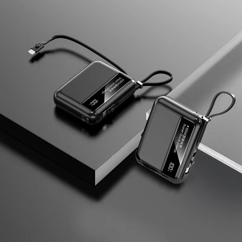 10000mAh Mini Power Bank – 22.5W Super Fast Charging, Digital Display, Built-in Cable Portable Charger
