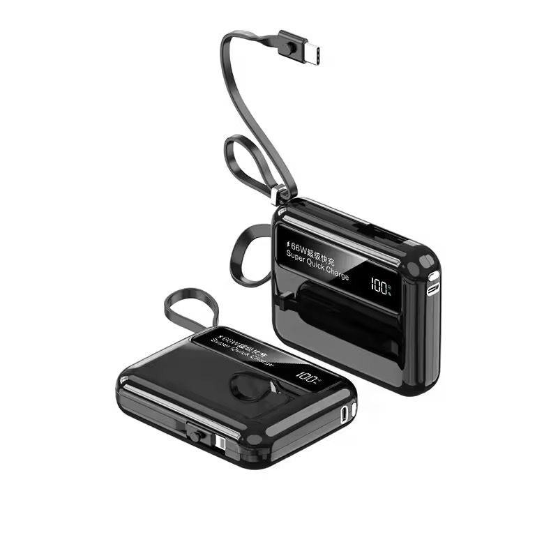 10000mAh Mini Power Bank – 22.5W Super Fast Charging, Digital Display, Built-in Cable Portable Charger