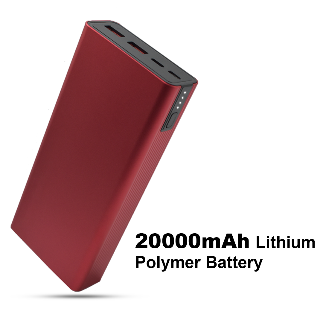 20000mAh Metal Power Bank – Fast Charging Dual USB & Type-C | Lithium Polymer Battery