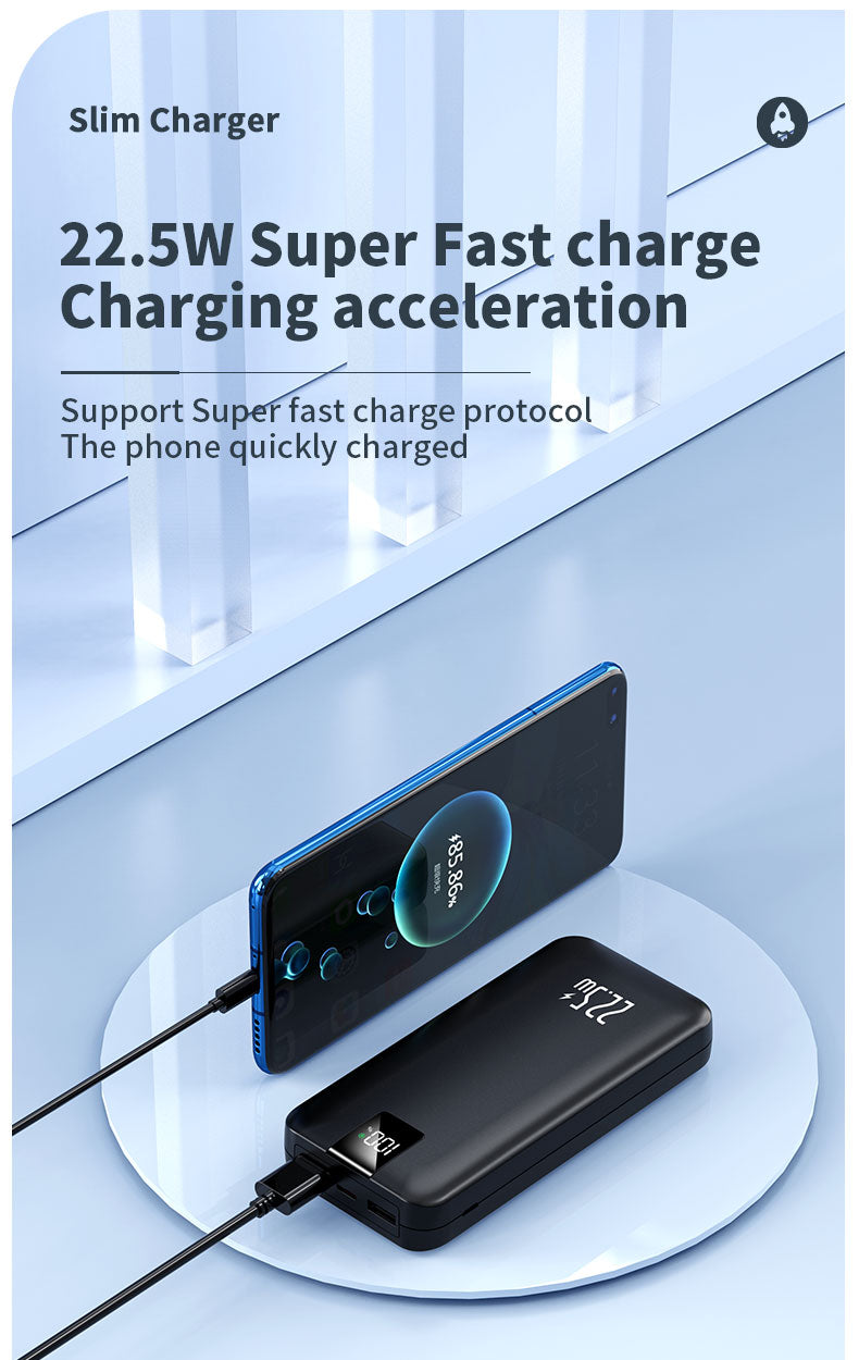 20000mAh Power Bank – 22.5W Super Fast Charging Mini Portable Charger with Large Screen Digital Display