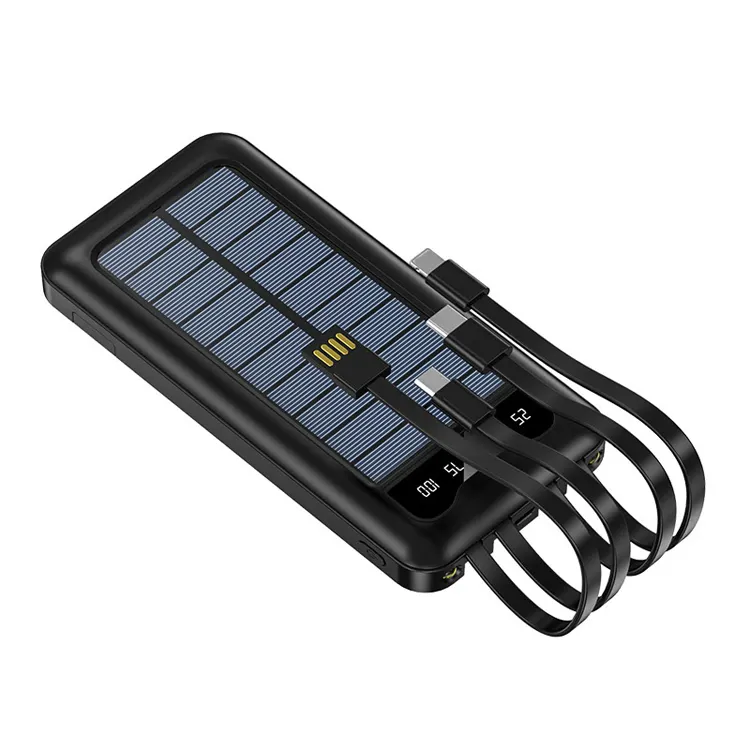 Ultra Slim Solar Power Bank 10000mAh – Fast Charging Portable Power Station with LCD Display & Flashlight